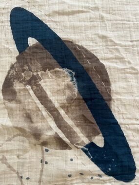 Little Unicorn Space Planet Cotton Muslin Baby Blanket in White and Blue